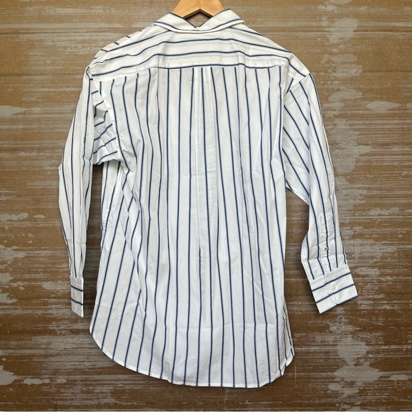 J. Crew NWT Relaxed Fit Washed Poplin Shirt Navy Stripe Summer Boho Womens 2 - Picture 7 of 8